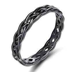 Ring Ringe Damen Bijouterie Herren S925 Damen-Eternity-Ring, Schlichter Geflochtener Verlobungsring, Modischer Edler Schmuck, 10 Schwarz von Focisa