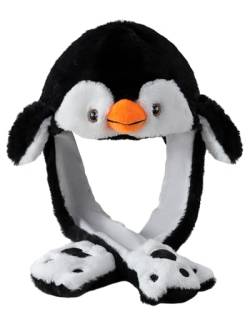 Focupaja Ohren Bewegender Hut Tier Cosplay Hut Cartoon Springmütze Ohren Pop Up Halloween Weihnachten Lustige Mütze Jugendliche Erwachsene Pinguine von Focupaja