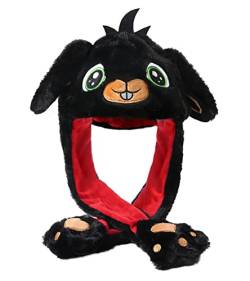 Focupaja Schwarz Mütze Mit Beweglichen Ohren Bewegliche Ohren Plüsch Bunny Ohren Hasen Mütze Lustige Spielzeug Tiermütze Cosplay Weihnachts Geschenk Erwachsene Mädchen von Focupaja