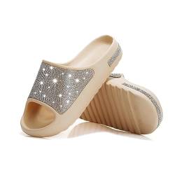 Foinledr Cozy Slides Damen Herren Original Cloud Slippers Schlappen Wolke Rutschfeste Badelatschen Hausschuhe Sommer Pantoletten Indoor/Outdoor Dicke Sohle, Beige, EU 41 von Foinledr