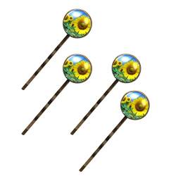 4 Stück Sonnenblume Blumen Sommer Pflanze Bobby Pins Dekorative Haarspangen Clips Accessoires Frauen von Folytop