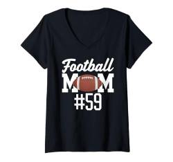 Damen Fußball Mama #59 Lustiges Mutter Frau Touchdown Mädchen Sohn Spiel T-Shirt mit V-Ausschnitt von Football Mom Touchdown Tees