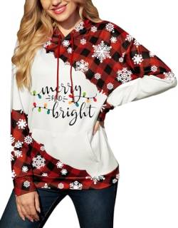 For G and PL Weihnachten Damen Hoodie Weihnachtspullover Sweatshirt Druck mit Tasche Kapuzenpulli XL von For G and PL