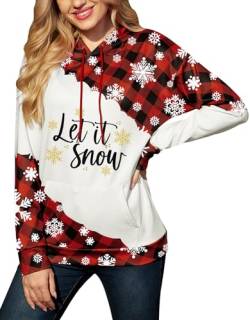 For G and PL Weihnachten Damen Hoodie mit Tasche Weihnachtspullover Festlich Sweatshirt Druck Kapuzenpullover XL von For G and PL