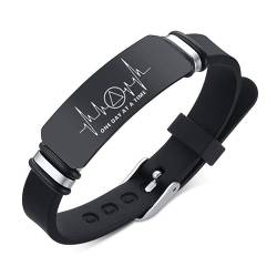 ForeverWill Nüchternheit Rückforderung Memory Armband, One Day At A Time Statement Silikon Strap Armreif, Inspirierende Herzschlag AA Schmuck, Einstellbar von ForeverWill