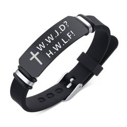 ForeverWill WWJD Christlich Glaube Silikon Armband, HWLF Serenity Erinnerung Armreif Christus Kreuz Schmuck für Schutz, Einstellbar von ForeverWill