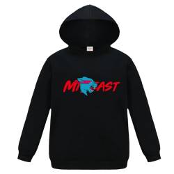 Forlcool Mr Beast Merch Kinder Pullover Hoodie Jungen Mädchen Youtube Merch Kapuzenpullover Top, Schwarz , 146 von Forlcool