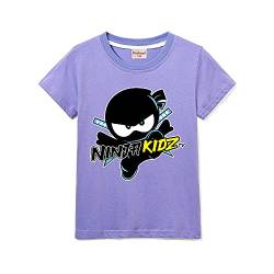 Forlcool Ninja Kidz Kinder Casual Kurzarm Jungen T-Shirt 100% Baumwolle, violett, 9-10 Jahre von Forlcool