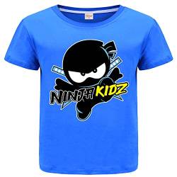 Ninja Kidz Kinder T-Shirts Casual Sommer Sport Tops 100% Baumwolle Tee, blau, 3-4 Jahre von Forlcool