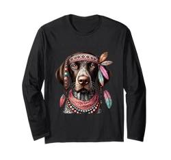 Hippie Pointer Shirt Boho Hund Free Spirit Bohemian Hipster Langarmshirt von Four Elements Gifts