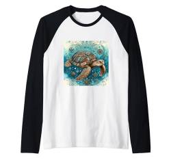 Meeresschildkröten-Shirt für Damen, Herren, Kinder, Ozeanliebhaber, Meereslebewesen Raglan von Four Elements Gifts