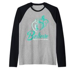 Bewusstsein für das Fragile X-Syndrom Believe Faith Blaugrüne Blumen Raglan von Fragile X Syndrome awareness products (Lwaka)