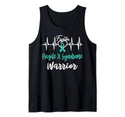 Fragile X Syndrome Warrior Heartbeat Fighter Farbband, Blaugrün Tank Top von Fragile X Syndrome awareness products (Lwaka)