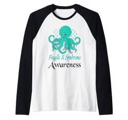 Lustiger Oktopus-Stütze zur Sensibilisierung für das Fragile X-Syndrom, blaugrün Raglan von Fragile X Syndrome awareness products (Lwaka)