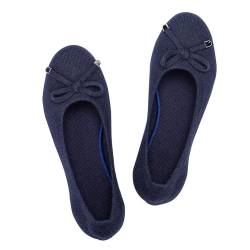 Frank Mully Damen-Ballerinas, zum Hineinschlüpfen, gestrickt, mit runder Zehenpartie, Navy blau, 41 EU von Frank Mully