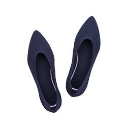 Frank Mully Frauen Spitze Zehe Ballett flach Strickkleid Schuhe Low Wedge Flache Schuhe Komfort Slip On Flats Schuhe für Frau Klassische Schuhe, Blau, 38 EU von Frank Mully