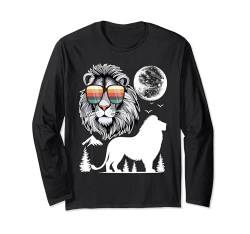 Löwe mit Mondnacht, wilde Tiere für Löwenliebhaber Langarmshirt von Frauen-Wildtiere lustig