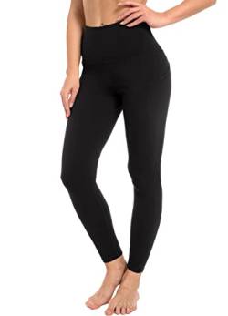 Free Leaper Hohe Taille Leggings mit Taschen für Damen Schwarz Gymleggings Yogaleggings (Schwarz, XL) von Free Leaper