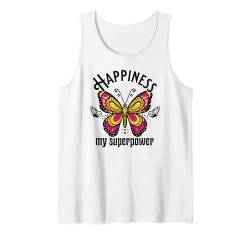 Glück ist meine Superkraft, die Positivität stärkt, Schmetterling Tank Top von Free Spirit Souls Boho Designs for Women and Men