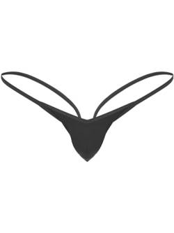 Freebily Männer Jockstrap Micro Mini Strings Tanga Bulge Pouch Slip Herren elastische G-String Thong Unterhose Butt Offen Schwarz X-Large von Freebily