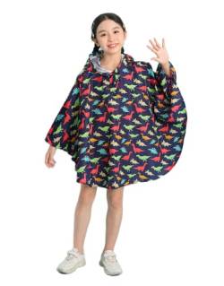 Freesmily Kinder Netter Regenmantel Wasserdichter Regen Poncho Jacke Mantel für Mädchen Jungen Kind (Bunte Dinosaurier, XL) von Freesmily