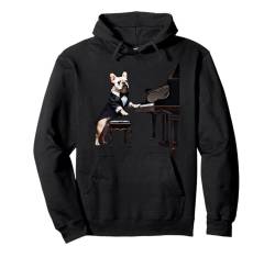 Französische Bulldogge Shirt Musikliebhaber Klavierspieler Pianist Hund Pullover Hoodie von French Bulldog Gifts and Doggie Shirts