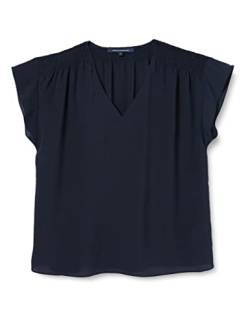 French Connection Damen Crepe-Oberteil mit V-Ausschnitt und Schultern Bluse, Marineblau, Large von French Connection