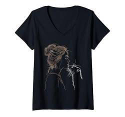 Damen Frettchen Liebhaber Niedliches Frettchen Besitzer T-Shirt mit V-Ausschnitt von Frettchen Liebhaber Tier Kleidung