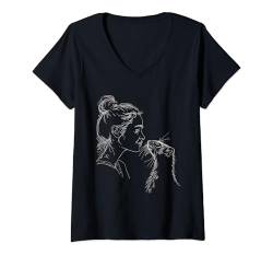 Damen Frettchen Liebhaber Niedliches Frettchen Besitzer T-Shirt mit V-Ausschnitt von Frettchen Liebhaber Tier Kleidung