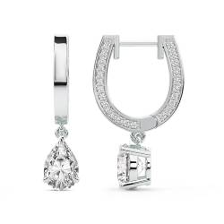 2 Karat IGI-Zertifiziert Birne Form Im Labor Gezüchteter Diamant Earrings | 18K in Weißgold | Midnight Charms Creolen mit Labor-Diamant | Krappenfassung | FG-VS1-VS2 Qualität von Friendly Diamonds
