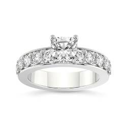 Im Labor Gezüchtet Diamant Verlobungsring für Frauen 2 Karat IGI-Zertifiziert Cushion Form | 14K oder 18K Weiß-, Gelb- oder Roségold Alfreda Half Eternity Diamant Ring | FG-VS1-VS2 Qualität von Friendly Diamonds