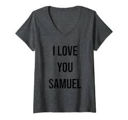 Damen Ich liebe dich Samuel T-Shirt mit V-Ausschnitt von Friendly Name Designs