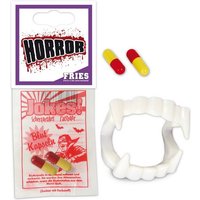 Fries Vampir-Kostüm Vampir Set Vampirzähne + 2 x Blutkapseln Kunstblut Karneval Halloween von Fries