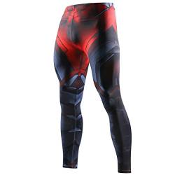 FRINGOO® Herren Kompressions-Leggings, Superhelden-Strumpfhose, Unterwäsche, Leggings, Fitnessstudio, lange Laufen, Thermo-Workout Gr. X-Large, Iron Man Armour - Tights von Fringoo