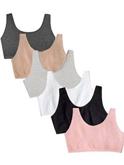 Fruit of the Loom Damen Built Up Tank Style Bra Value Pack Sport-BH, Blickdicht, Sand/Weiß/Heather Grey/Black/Blushing Rose/Charcoal, 105 (6er von Fruit of the Loom