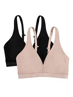 Fruit of the Loom Damen Drahtlose Bralette, 2 Stück BH, Schwarz/Sand, 80B (2er Pack) von Fruit of the Loom