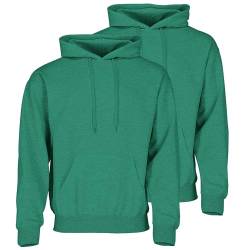 Fruit of the Loom Doppelpack Classic Kapuzen-Sweat Herren Hoodie 2er Pack + GRATIS MyShirt Stoffbeutel, Farbe:Retro grün meliert, Größe:L von Fruit of the Loom