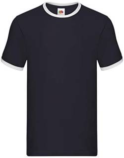 Fruit of the Loom Valueweight Ringer T Herren T-Shirt, Farbe:Navy/weiß, Größe:2XL von Fruit of the Loom