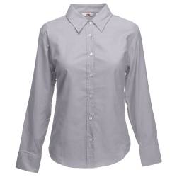 Oxford Bluse Langarm Lady-Fit - Farbe: Oxford Grey - Größe: S von Fruit of the Loom