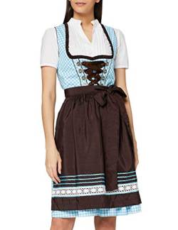 Fuchs Trachtenmoden Damen Dirndl, Midi, Kariert, Gr. 42, Mehrfarbig (türkis/braun) von Fuchs Trachtenmoden