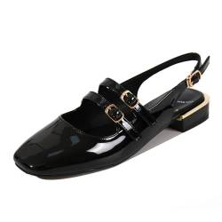 Fudaolee Mary Jane Schuhe Damen Niedrige Pumps Elegant Slingback Sandalen Frauen Absatzschuhe Slingpumps Bequem Kleiderschuhe Schwarz EU 39=CN 40 von Fudaolee