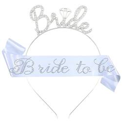 Fulenyi Brautkronen für Hochzeit, Hochzeitstiara,Schärpe und Krone Deko-Set | Hochzeitskleid-Haarschmuck, Stirnband-Tiara, Bride to Be Set-Schärpe, Bachelorette-Partyzubehör von Fulenyi