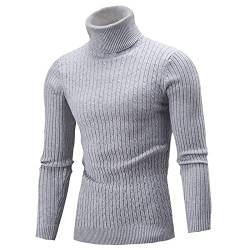 Fulenyi Rollkragenpullover für Herren gestrickt | Weicher Feinstrick-Strickpullover für Herren - Langar Herren Slim Fit T-Shirt Rollkragenpullover für Herren von Fulenyi