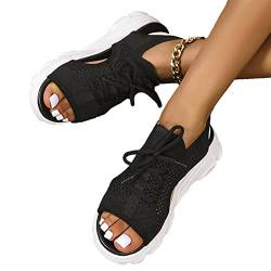 Muffin Keilabsatz Sandalen für Damen Ausschnitt Schnürung Sandalen Sommer Peep Toe Sandalen Schuhe von Fulenyi