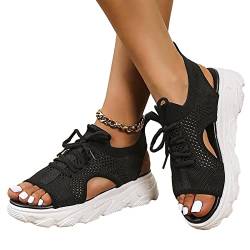 Muffin Keilabsatz Sandalen für Damen Ausschnitt Schnürung Sandalen Sommer Peep Toe Sandalen Schuhe von Fulenyi