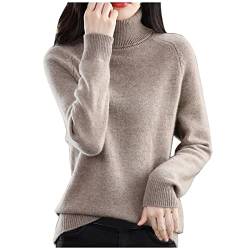 Fulidngzg Alpaka Pullover Damen Grobmaschig Kaschmir Strickpullover Rollkragenpullover Grobstrick Knit Pullover Pulli Alpaka Elegant Winterpullover Feinstrickpullover Dicker Turtleneck Longpullover von Fulidngzg