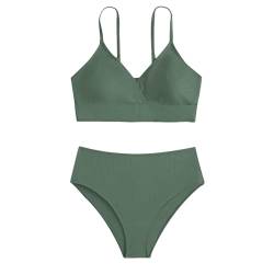 Fulidngzg Bikini Teenager Mädchen 14 Jahre Zweiteilige mit Triangel Bikinihose Set Bedruckte Sportlich Badeanzug Rüschen Push Up mit Shorts Badeanzüge Tankini Bikinioberteil für Mädchen 2-14 Jahre von Fulidngzg