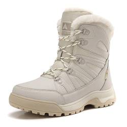 Fulidngzg Boots Damen Gefüttert, Schneeboots Damen Wasserdicht Wasserfest Schneeschuhe Weite H Winterstiefel Outdoor Winterschuhe Weiß Schneeboots Warme Winterboots von Fulidngzg