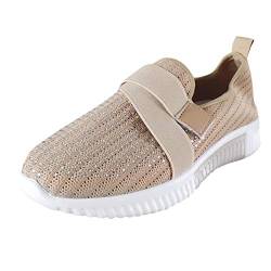 Fulidngzg Damen Schuhe mit Klettverschluss Slip On Schuhe Dicke Sohlen Höhe Erhöhung Turnschuhe Sport Jogging Laufschuhe Flache Frühling Sneaker Atmungsaktiv Outdoor Fitness Gym Tennis Mode Schuhe von Fulidngzg