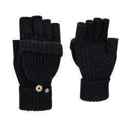 Fulidngzg Warme Handschuhe Damen Finger Klappbar mit Fingerkappe Winterhandschuhe Damenhandschuhe Thermo Handschuhe Ohne Finger Halbfinger Handschuhe Winter Teenager Mädchen Fingerlose Handschuhe von Fulidngzg